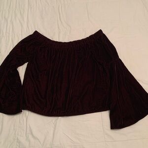 Hollister Off-Shoulder Bell Sleeve Blouse - Dark Red